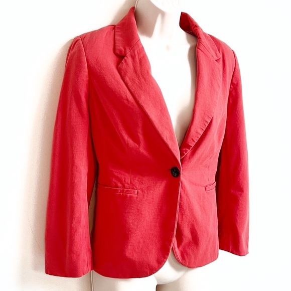 Outback Red 3/4 Sleeve Casual Blazer Jacket Coral Pink Single Breasted Small - Picture 2 of 8